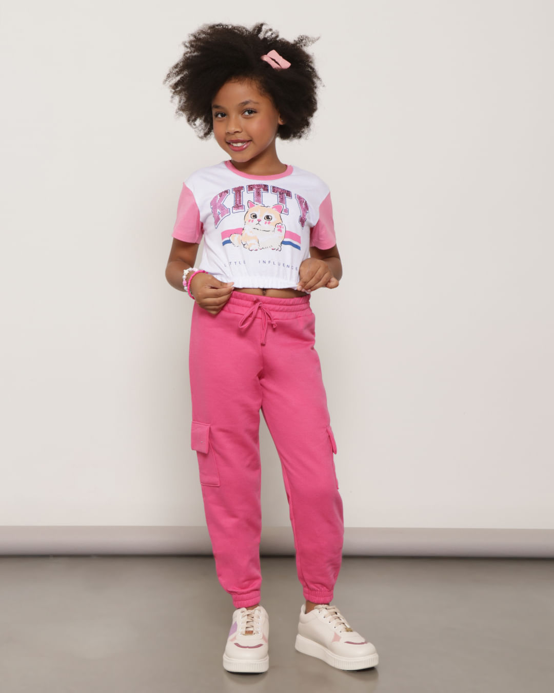 Calca-Moletom-Infantil-Jogger-Com-Bolso-Cargo-Rosa-Escuro