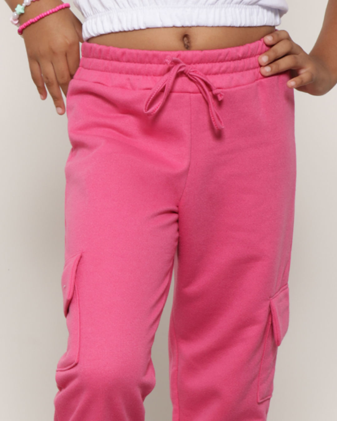 Calca-Moletom-Infantil-Jogger-Com-Bolso-Cargo-Rosa-Escuro