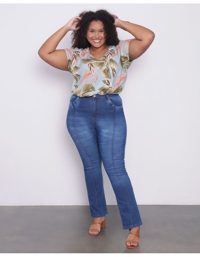 Calca-Jeans-Plus-Size-Feminina-Flare-Cintura-Alta-Azul