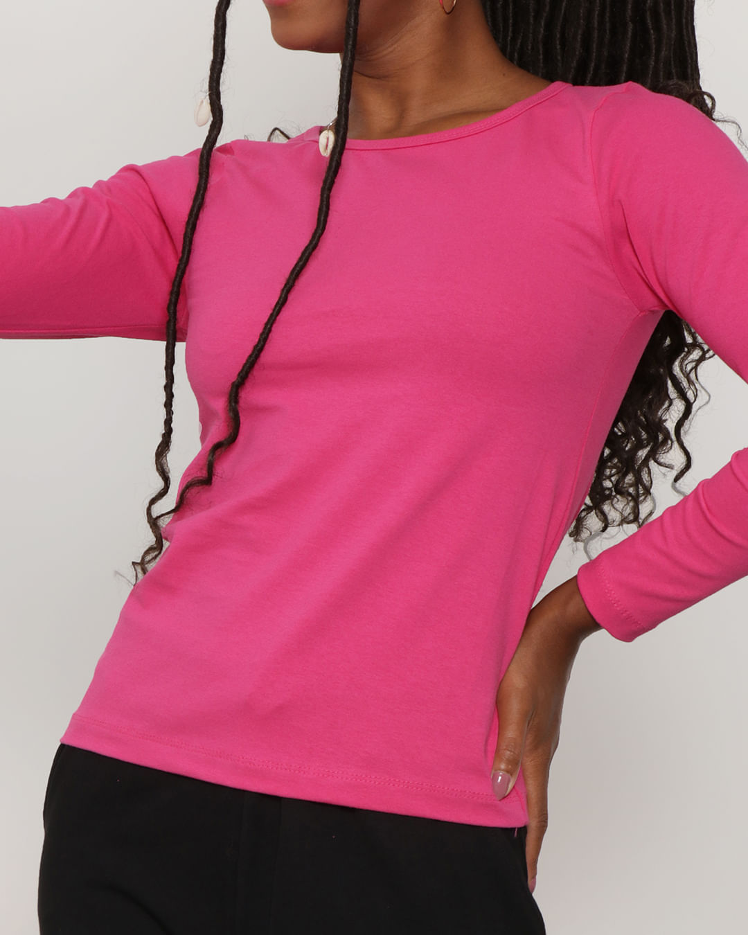 Blusa-Feminina-Basica-Manga-Longa-Rosa-Pink