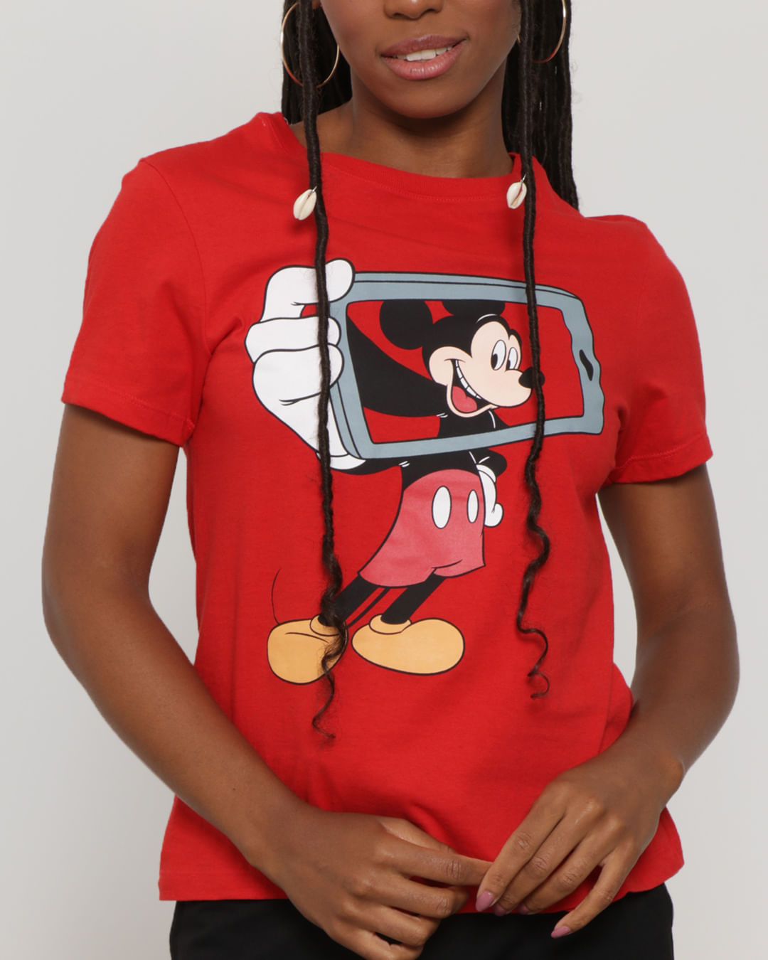 Camiseta-Feminina-Manga-Curta-Mickey-Disney-Vermelha