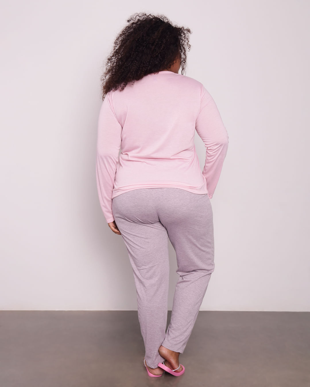 Pijama-Feminino-Plus-Size-Manga-Longa-Panda-Rosa