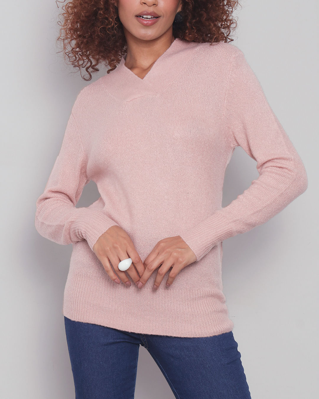 Blusa-Feminina-Trico-Gola-V-Donatta-Rosa