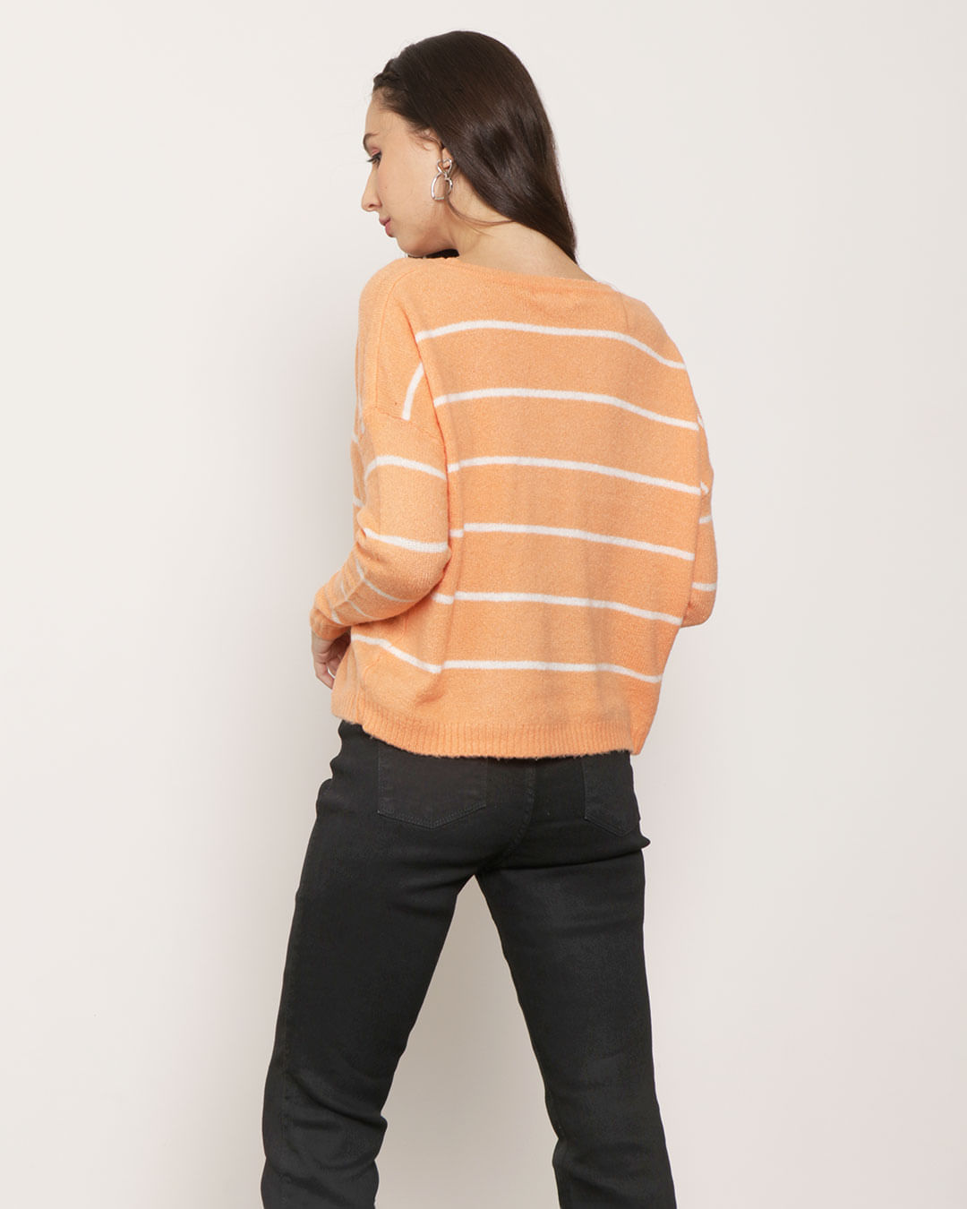 Blusa-Feminina-Trico-Manga-Longa-Listrada-Luv-Laranja