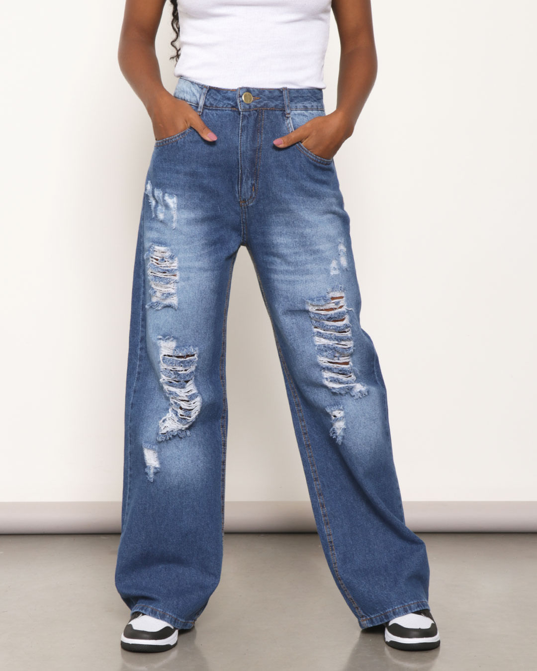 Calca-Jeans-Feminina-Reta-Destroyed-Azul-