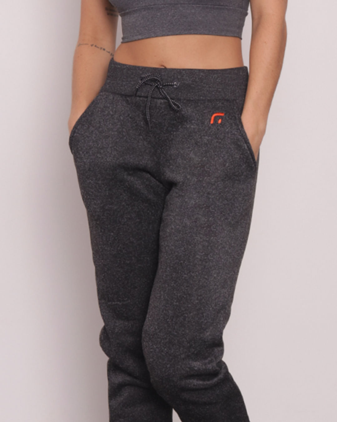 Calca-Moletom-Feminina-Jogger-Fitness-Fitter-Cinza-Escuro