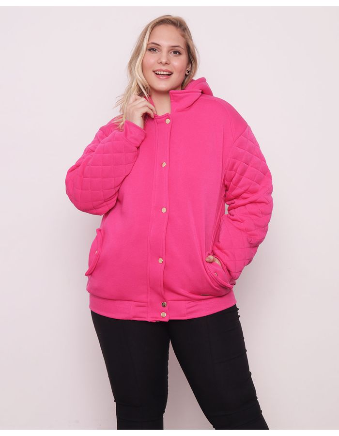 Casaco-Moletom-Feminino-Plus-Size-Com-Capuz-Rosa