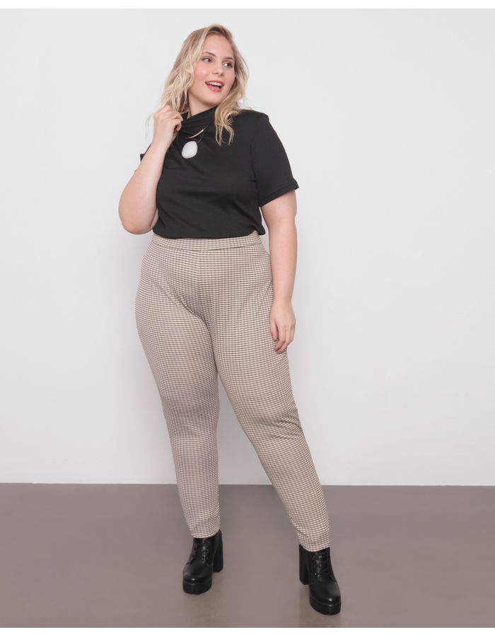 Calca-Plus-Size-Feminina-Legging-Malha-Trabalhada-Xadrez-Verde