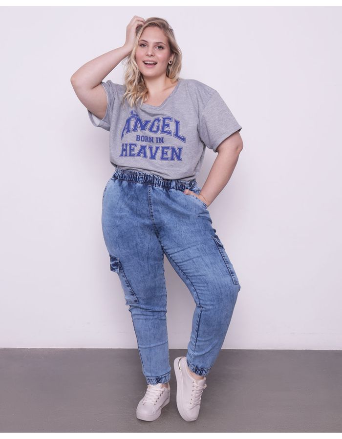 Calca-Jeans-Feminina-Plus-Size-Jogger-Bolsos-Cargo-Vizzy-Azul