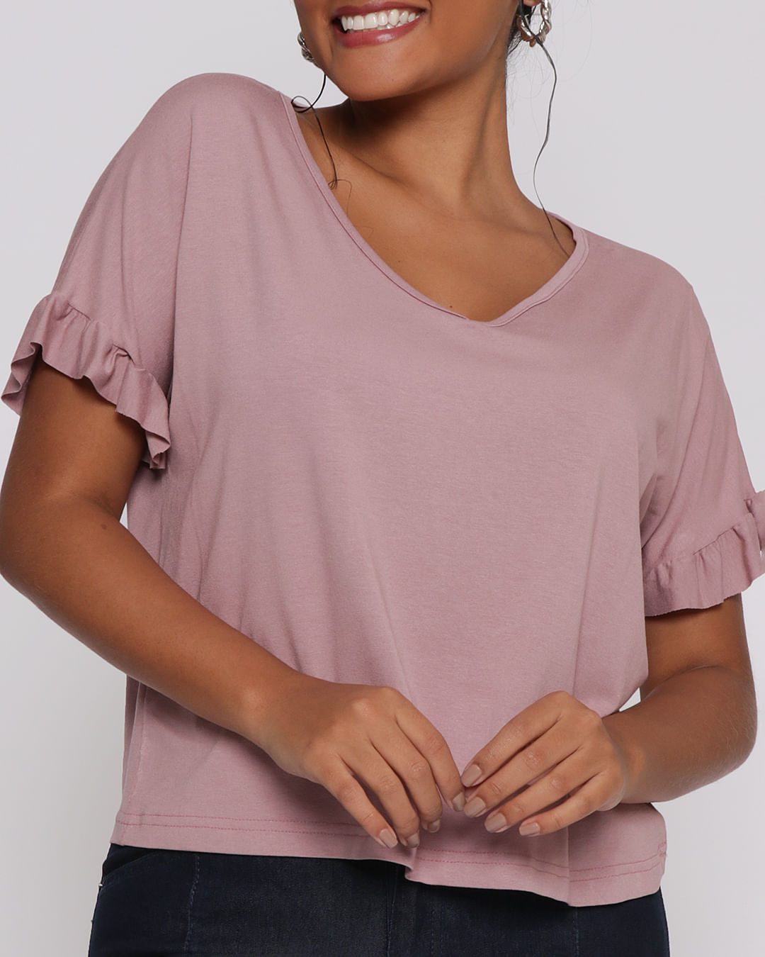 Blusa-Feminina-Manga-Curta-Com-Babados-Rosa