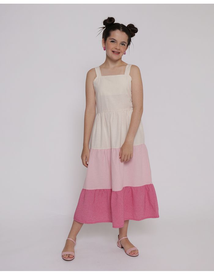 ​Vestido-Juvenil-Regata-Midi-Tres-Marias-Rosa-e-Off-White