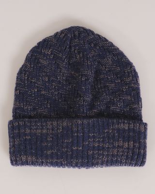 Gorro-Masculino-De-Trico-Mesclado-Azul-Escuro