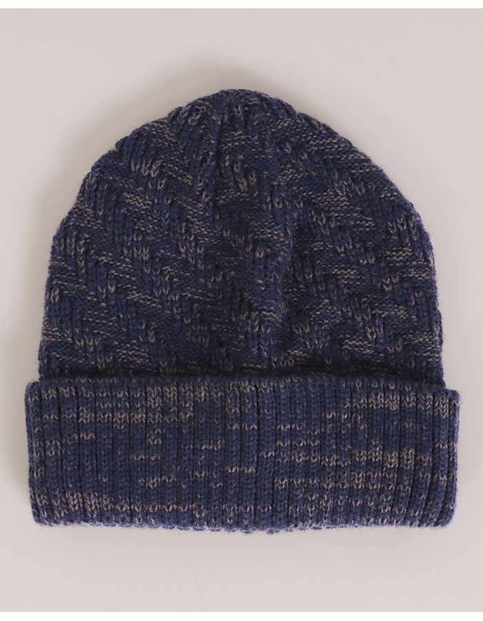 Gorro-Masculino-De-Trico-Mesclado-Azul-Escuro