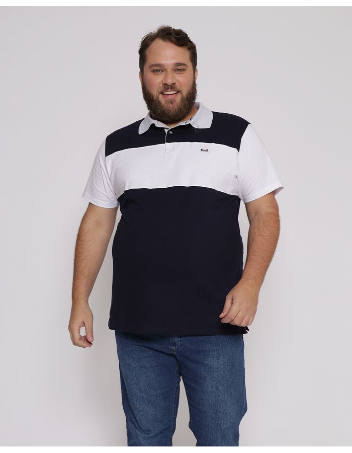 Polo-Plus-Size-Masculina-Manga-Curta-e-Recorte-Marinho