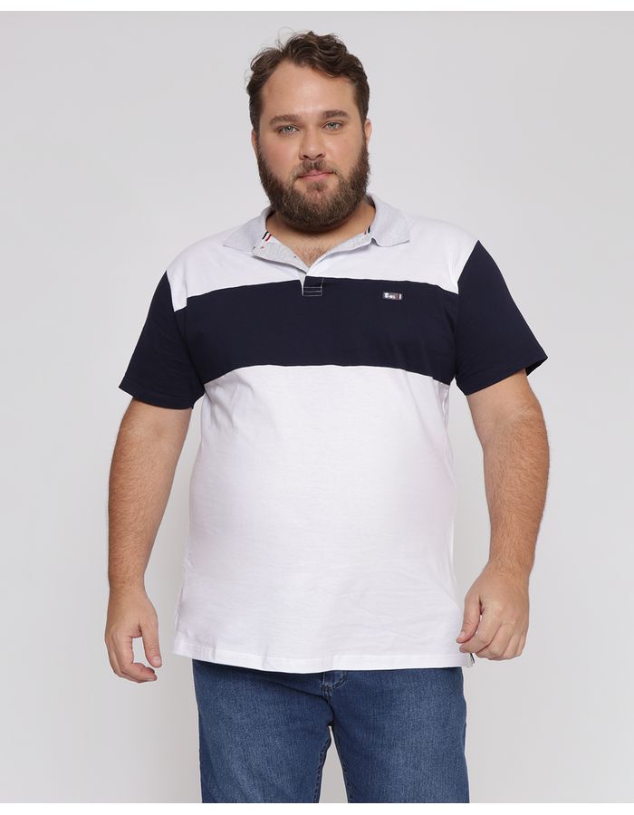 Polo-Plus-Size-Masculina-Manga-Curta-e-Recorte-Branca