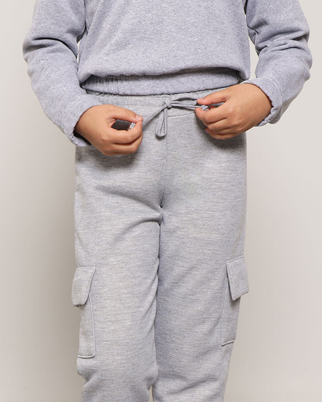 Calca-Moletom-Infantil-Bolso-Cargo-Jogger-Cinza