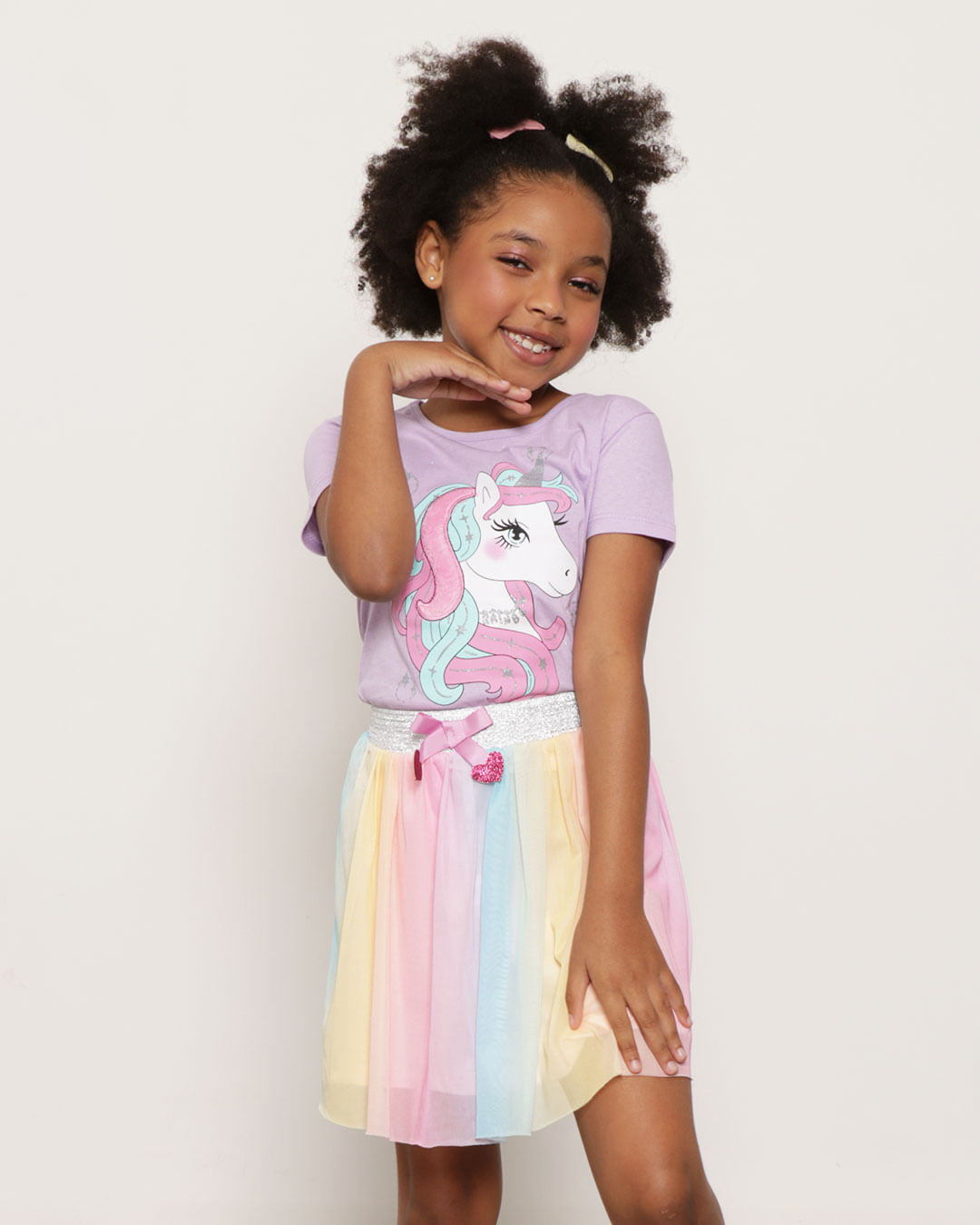 Blusa-Infantil-Manga-Curta-Estampa-Unicornio-Lilas-Claro-