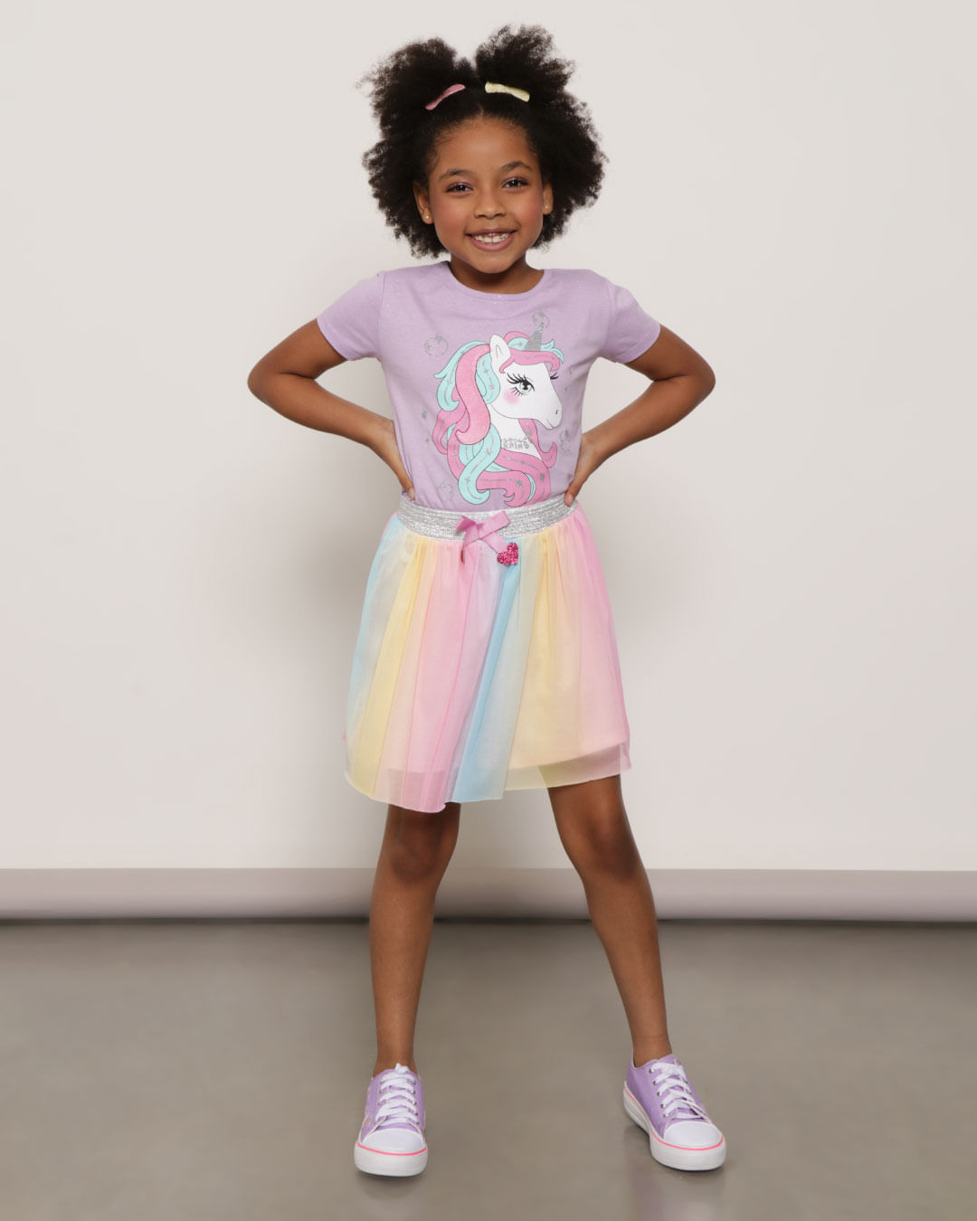 Blusa-Infantil-Manga-Curta-Estampa-Unicornio-Lilas-Claro-