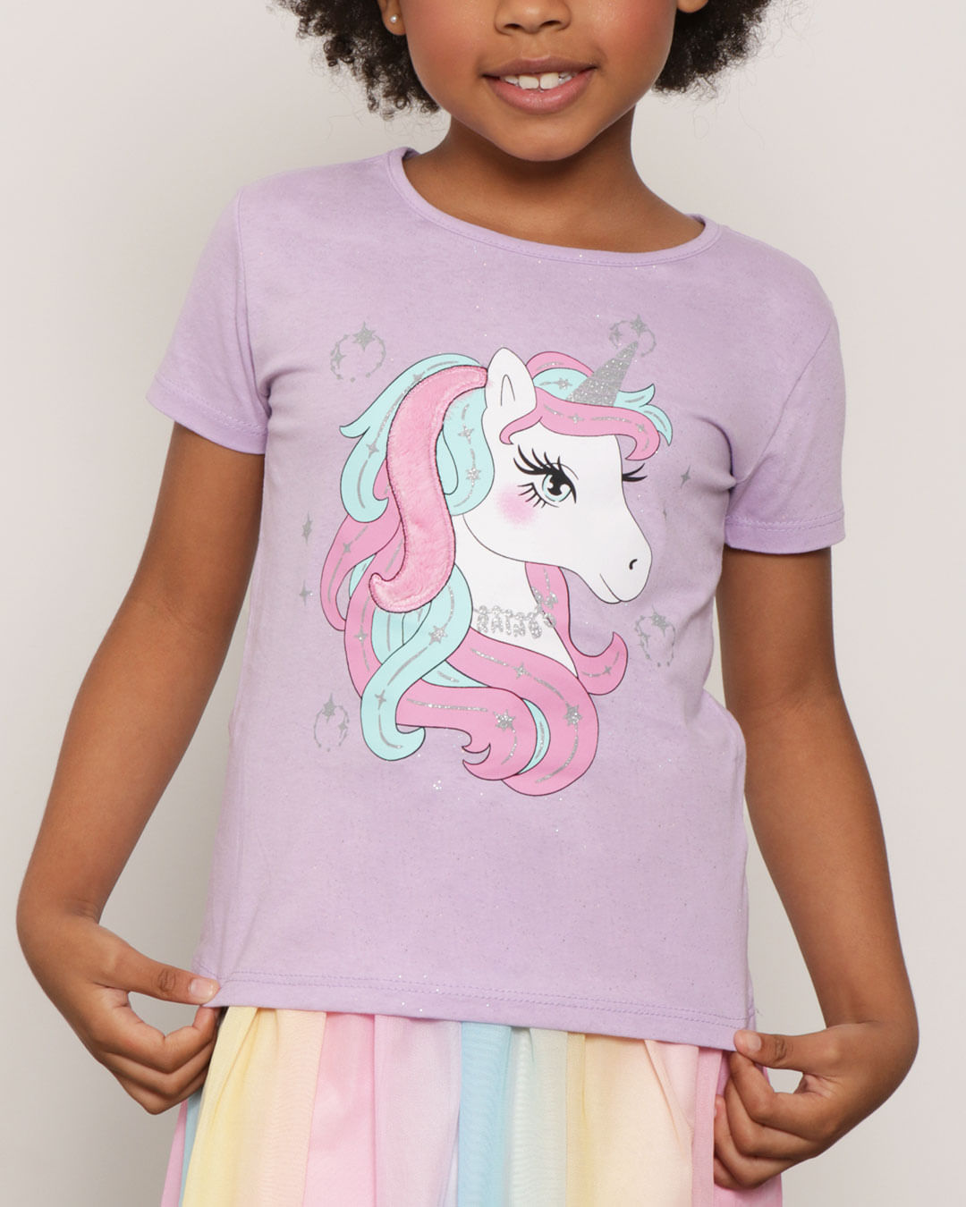 Blusa-Infantil-Manga-Curta-Estampa-Unicornio-Lilas-Claro-