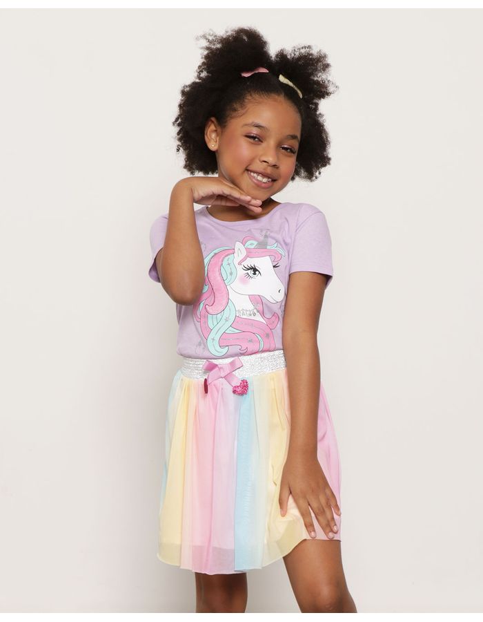 Blusa-Infantil-Manga-Curta-Estampa-Unicornio-Lilas-Claro-