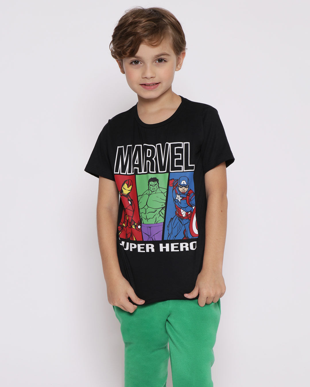 Camiseta-Infantil-Manga-Curta-Vingadores-Marvel-Preta