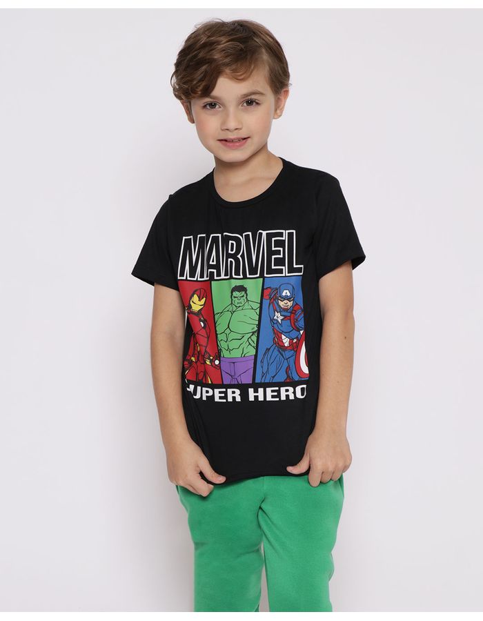 Camiseta-Infantil-Manga-Curta-Vingadores-Marvel-Preta