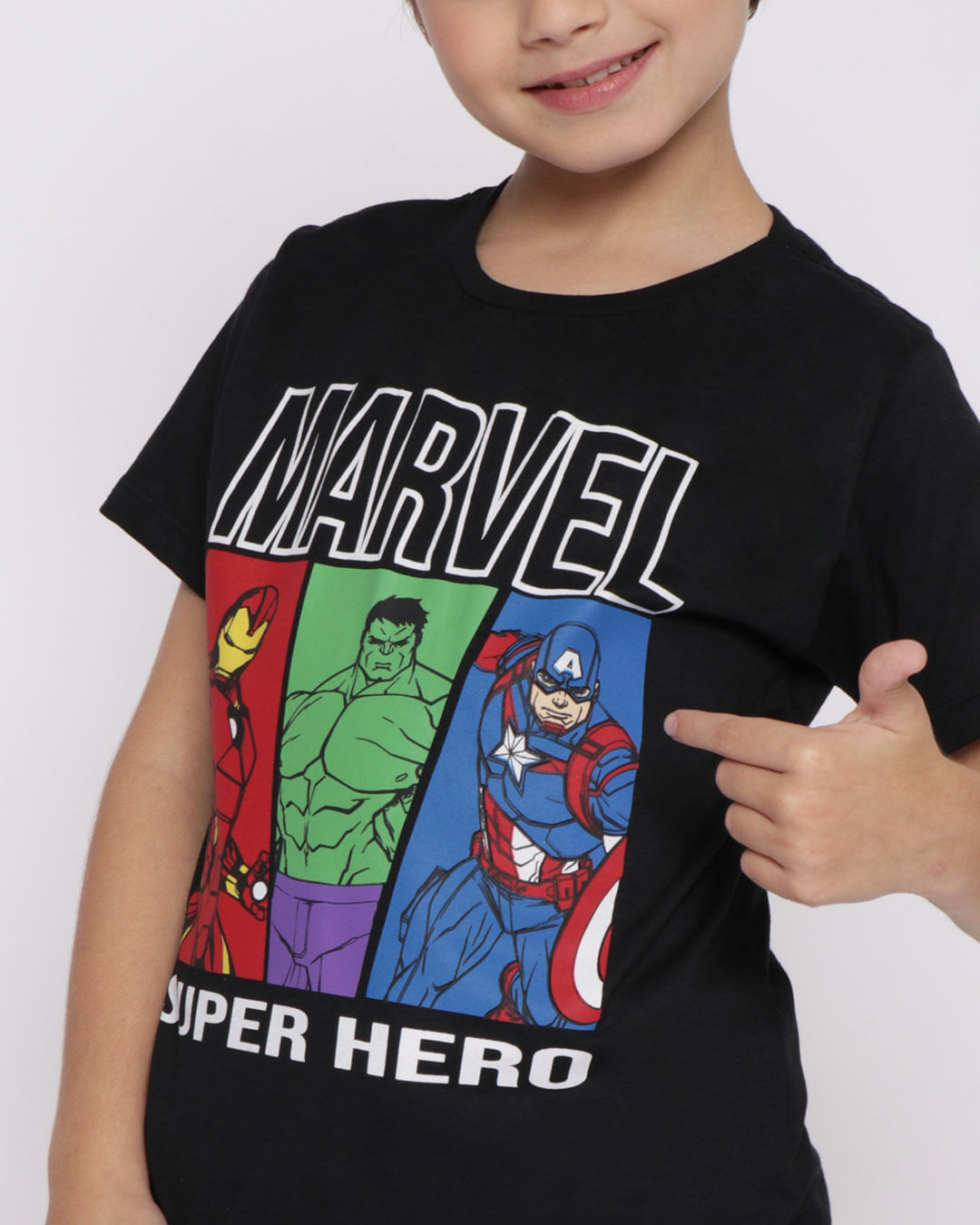 Camiseta-Infantil-Manga-Curta-Vingadores-Marvel-Preta