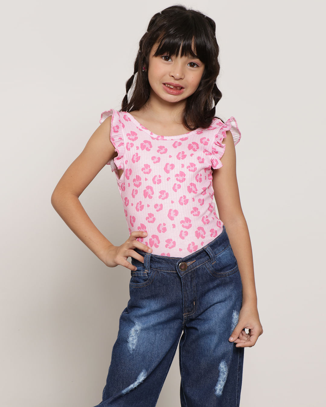 Body-Infantil-Estampa-Animal-Print-Canelado-Rosa