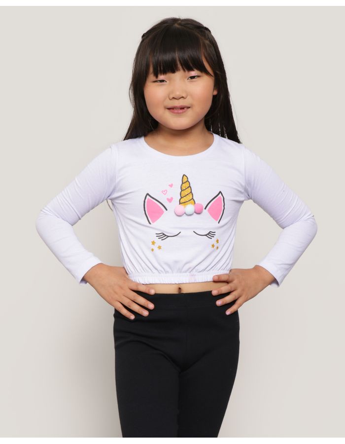 Blusa-Infantil-Com-Estampa-Uniconio-Manga-Longa-Branca