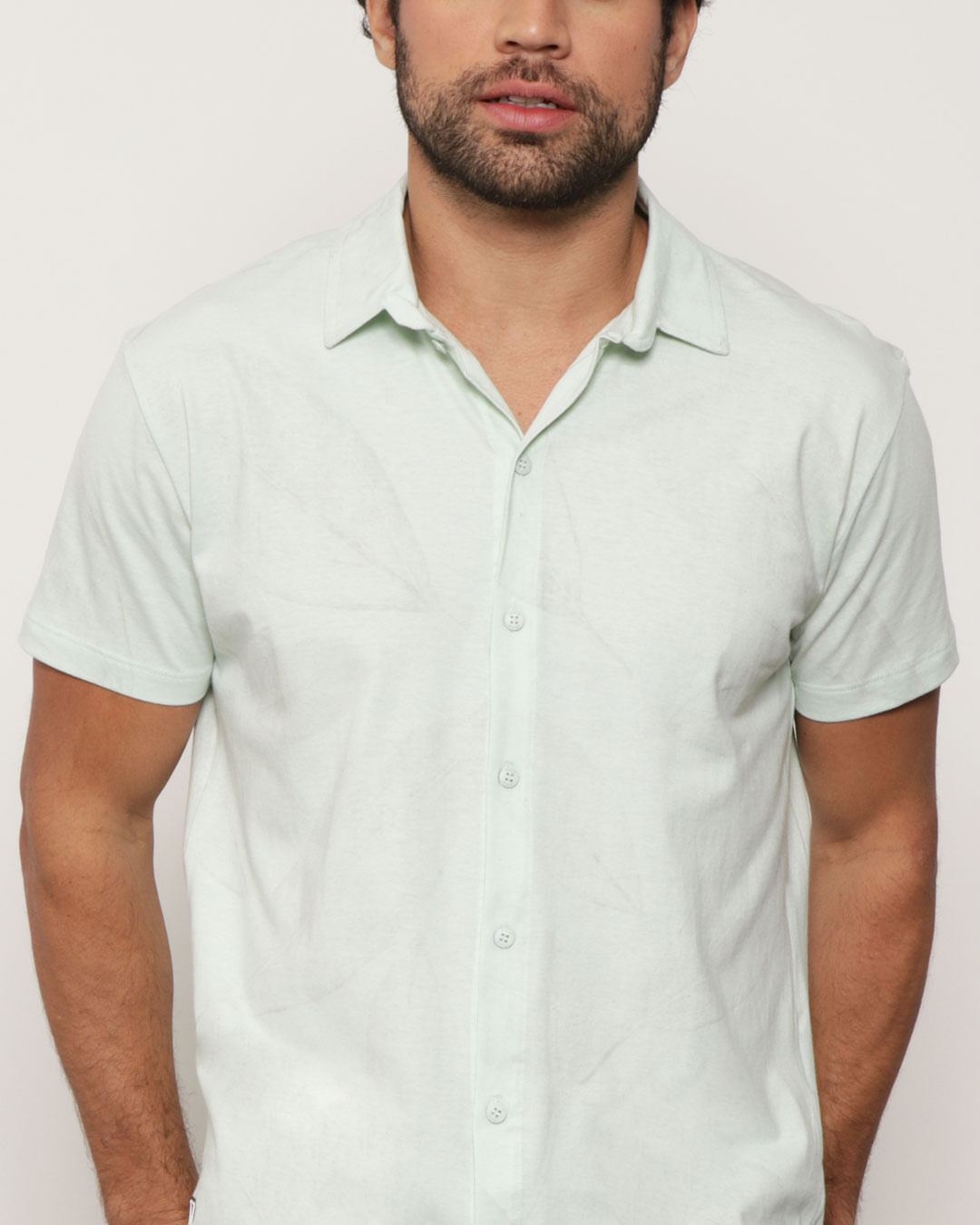 Camisa-Masculina-Manga-Curta-Verde-Claro