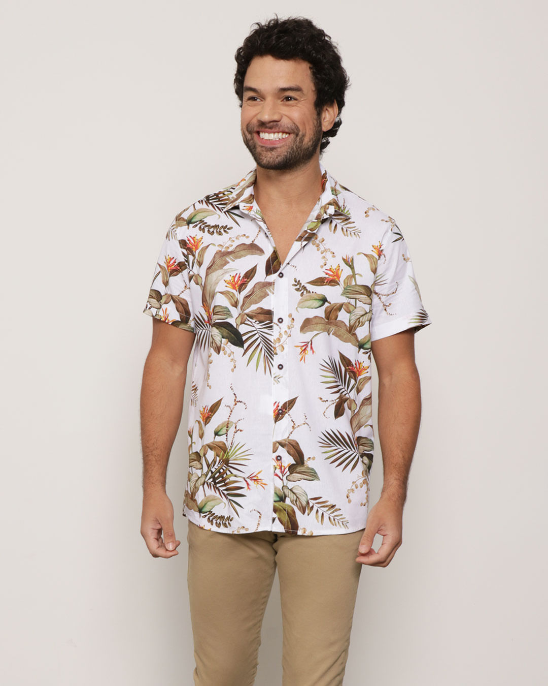 Camisa-Masculina-Floral-Off-White