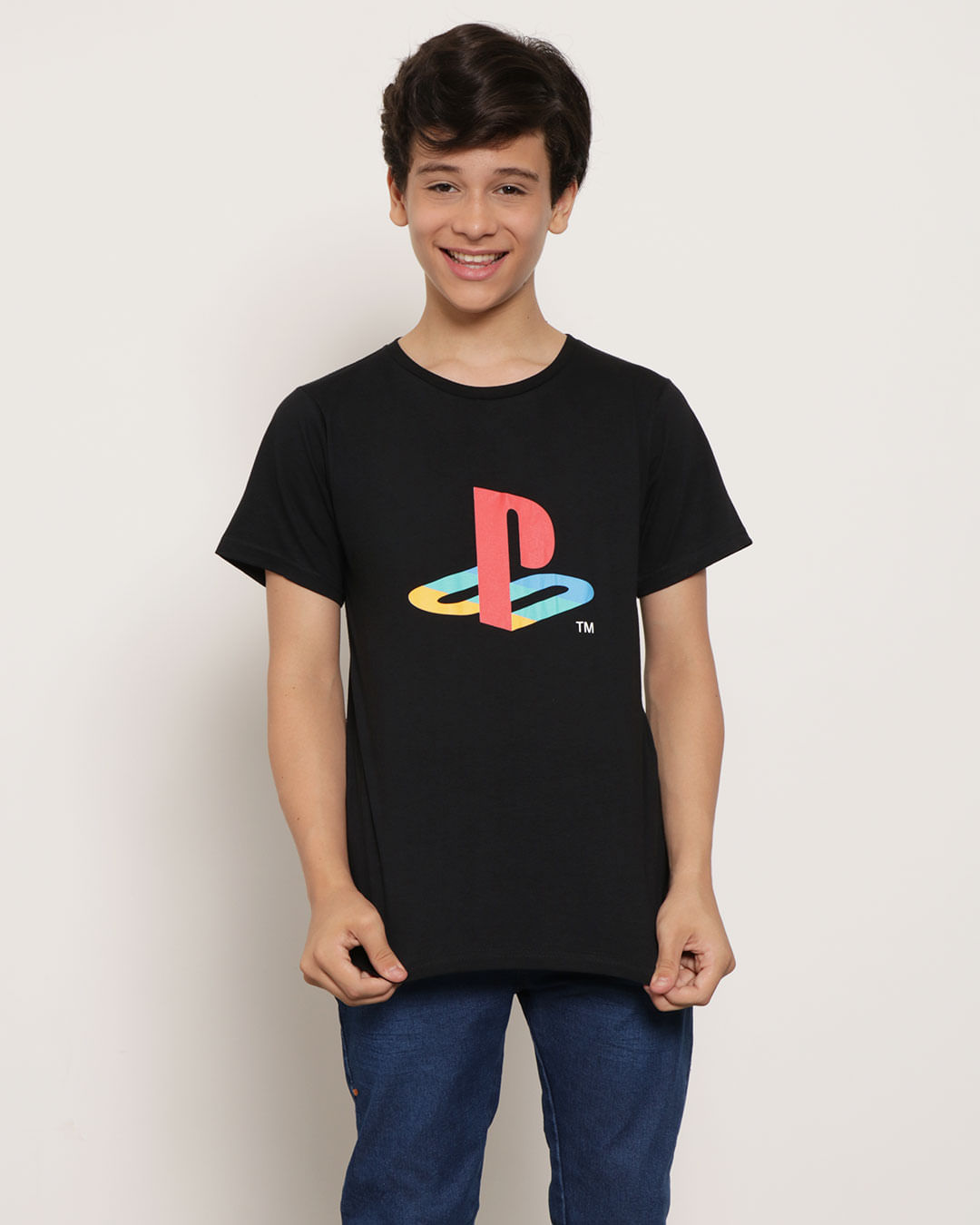 Camiseta-Juvenil-Estampa-Playstation-Preta-