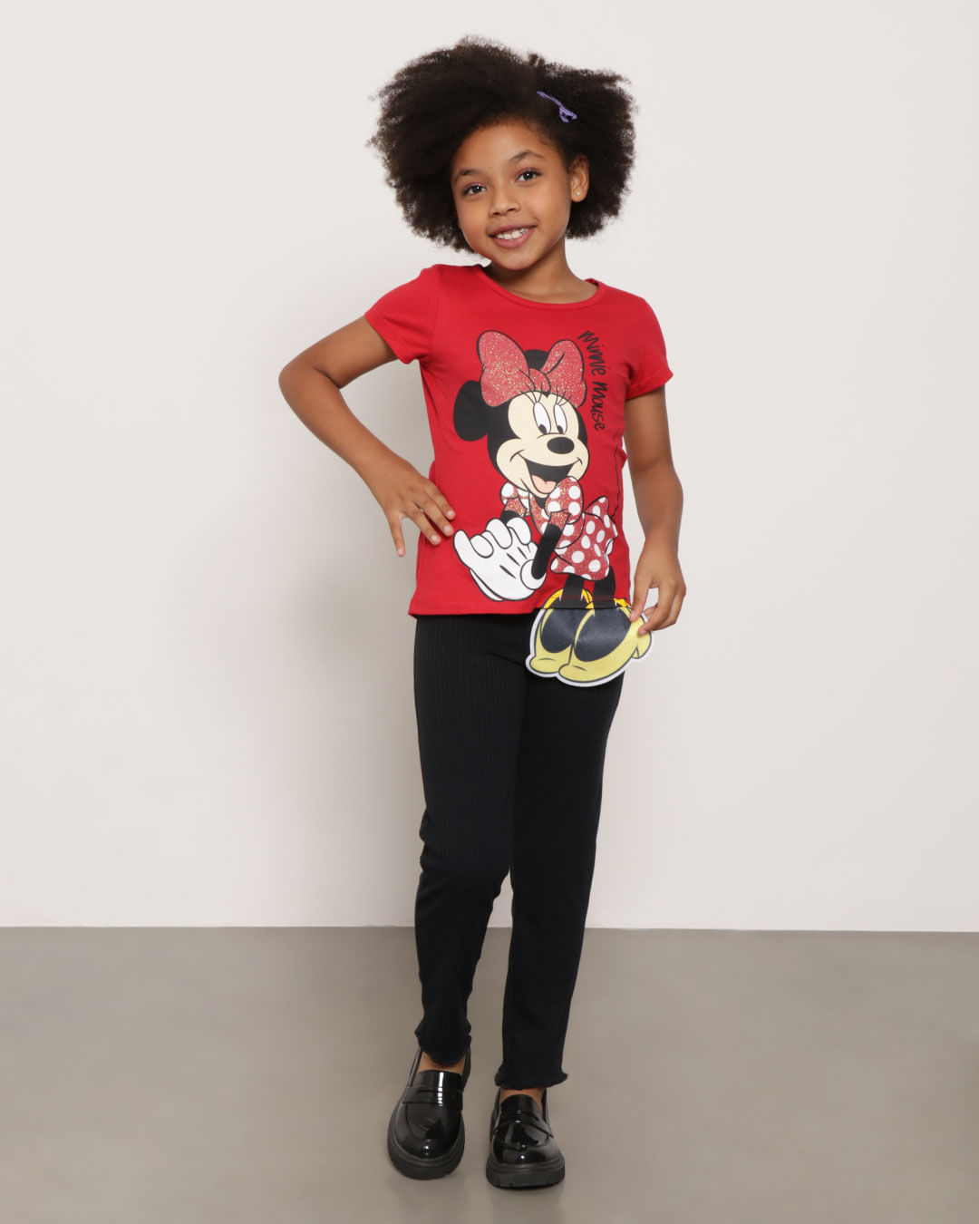 Blusa-Infantil-Estampa-Interativa-Manga-Curta-Minnie-Disney-Vermelha