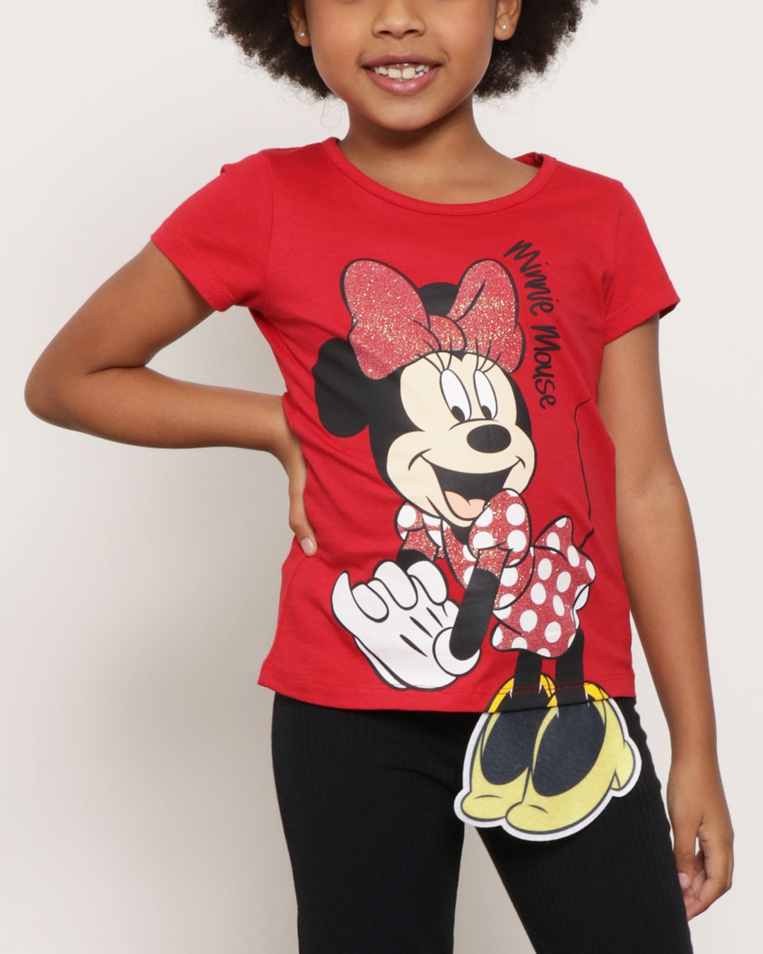 Blusa-Infantil-Estampa-Interativa-Manga-Curta-Minnie-Disney-Vermelha