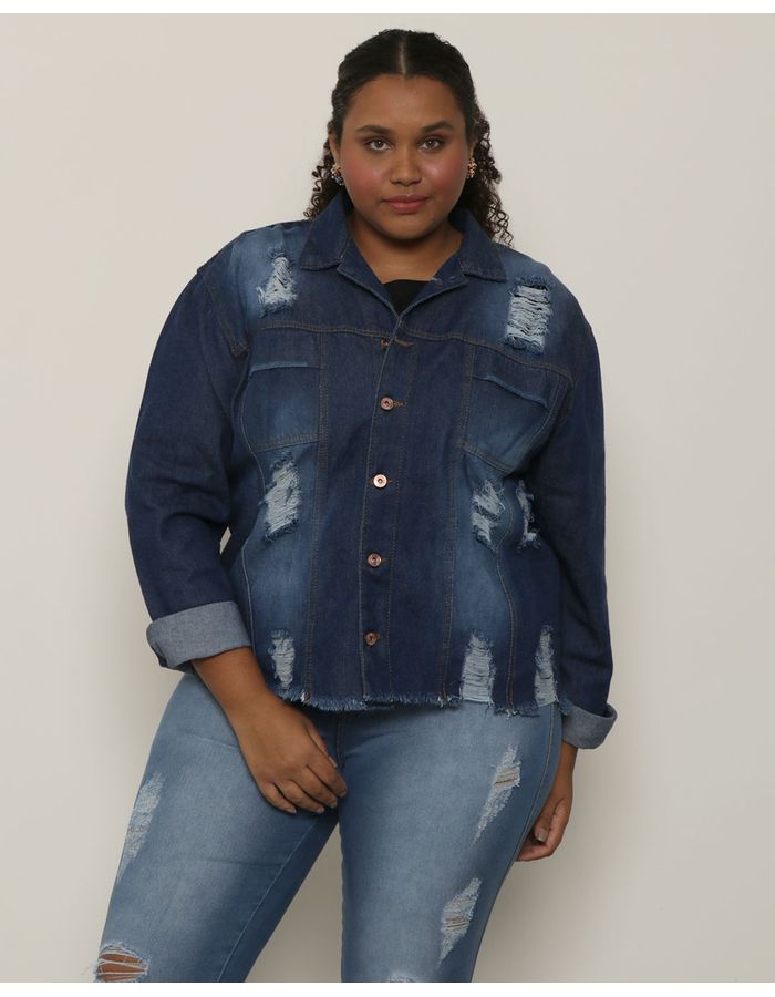 Jaqueta-Jeans-Plus-Size-Feminina-Destroyed-Azul