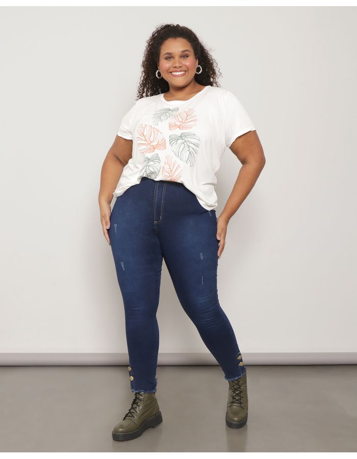 Calca-Jeans-Plus-Size-Feminina-Cigarrete-Barra-Desfiada-Azul