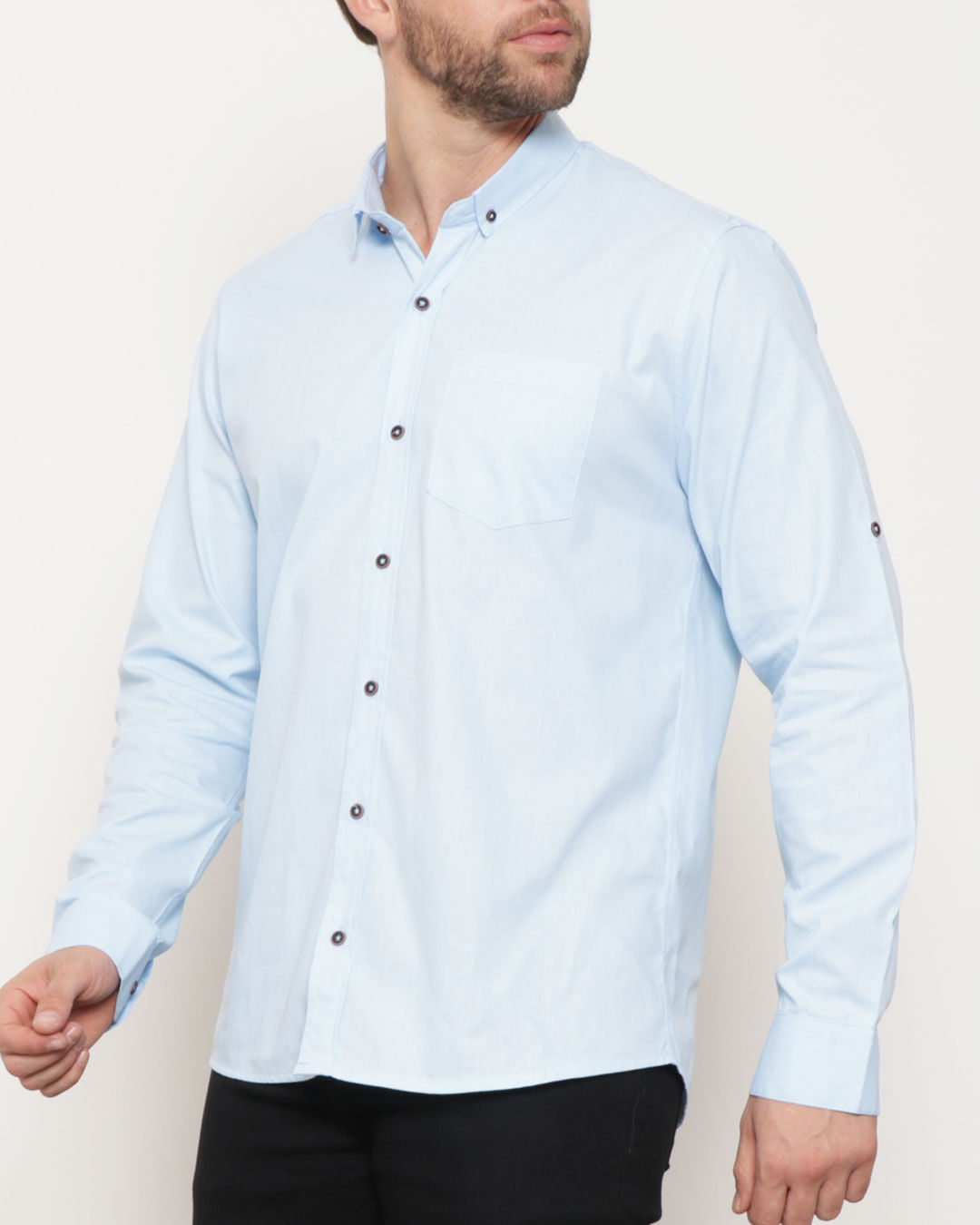 Camisa-Masculina-Social-Manga-Longa-Flame-Azul-Claro