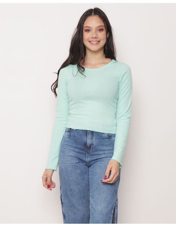 Blusa-Juvenil-Canelada-Manga-Longa-Verde-Claro