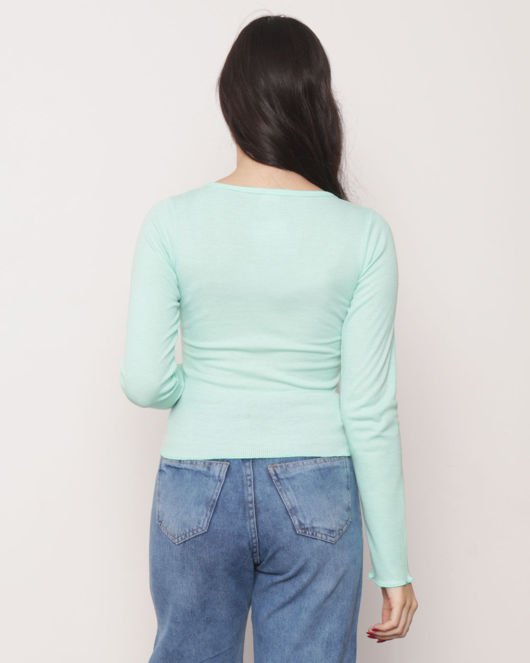 Blusa-Juvenil-Canelada-Manga-Longa-Verde-Claro