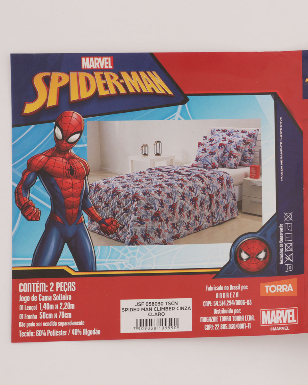 Jogo-de-Cama-Infantil-Solteiro-Homem-Aranha-2-Pecas-Marvel-Cinza