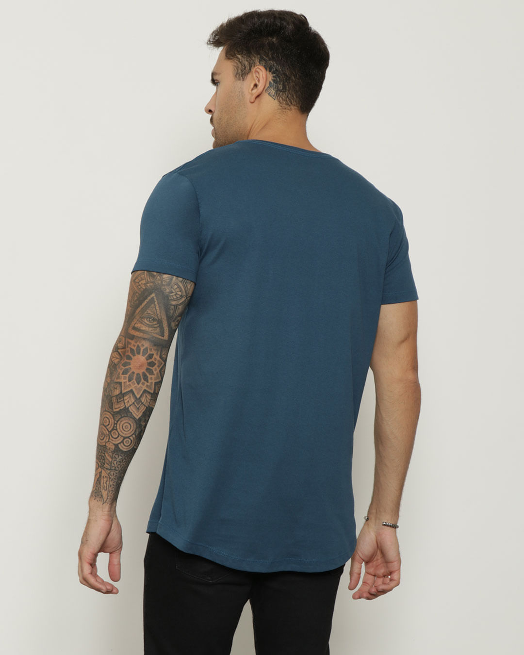 Camiseta-Masculina-Longline-Estampa-Azul