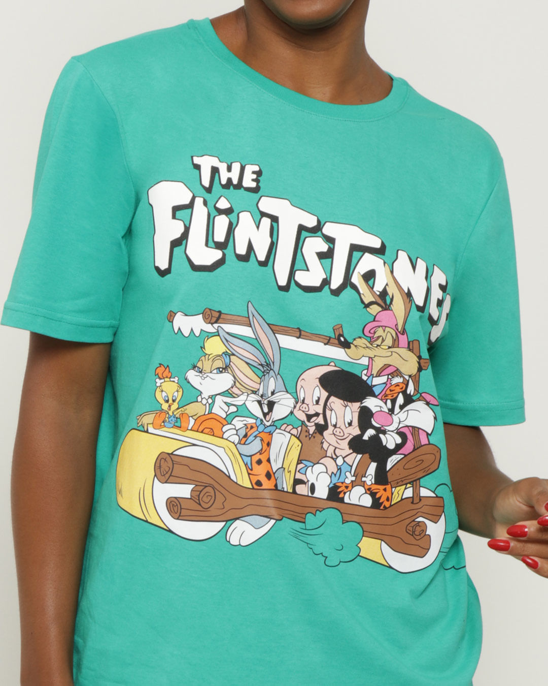 Camiseta-Feminina-Oversized-Flintstones-Warner-Verde