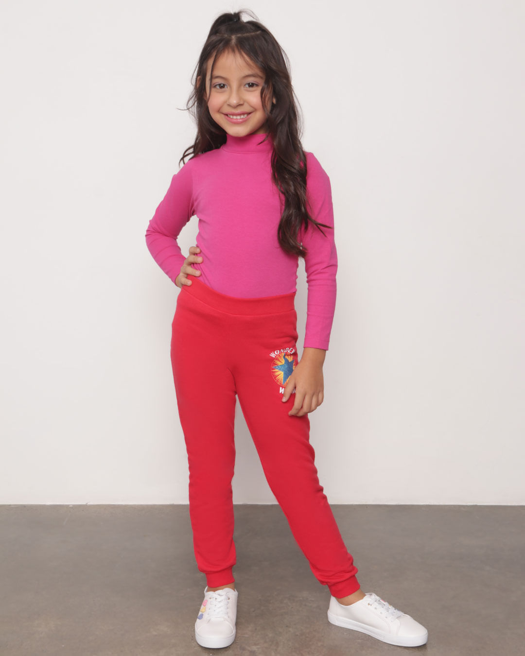 Blusa-Infantil-Gola-Alta-Basica-Manga-Longa-Rosa