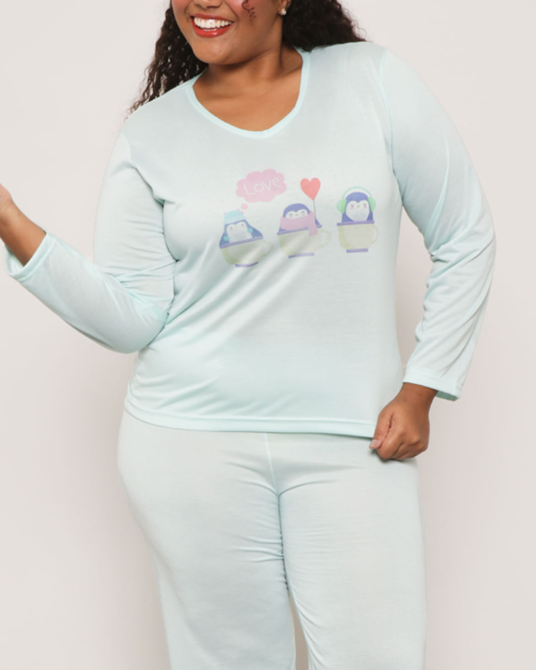 Pijama-Plus-Size-Feminino-Longo-Com-Estampa-Verde