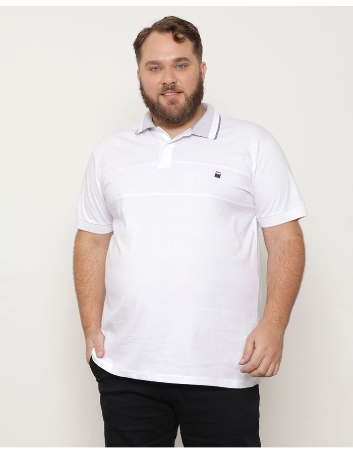 Polo-Plus-Size-Masculina-Manga-Curta-Branca