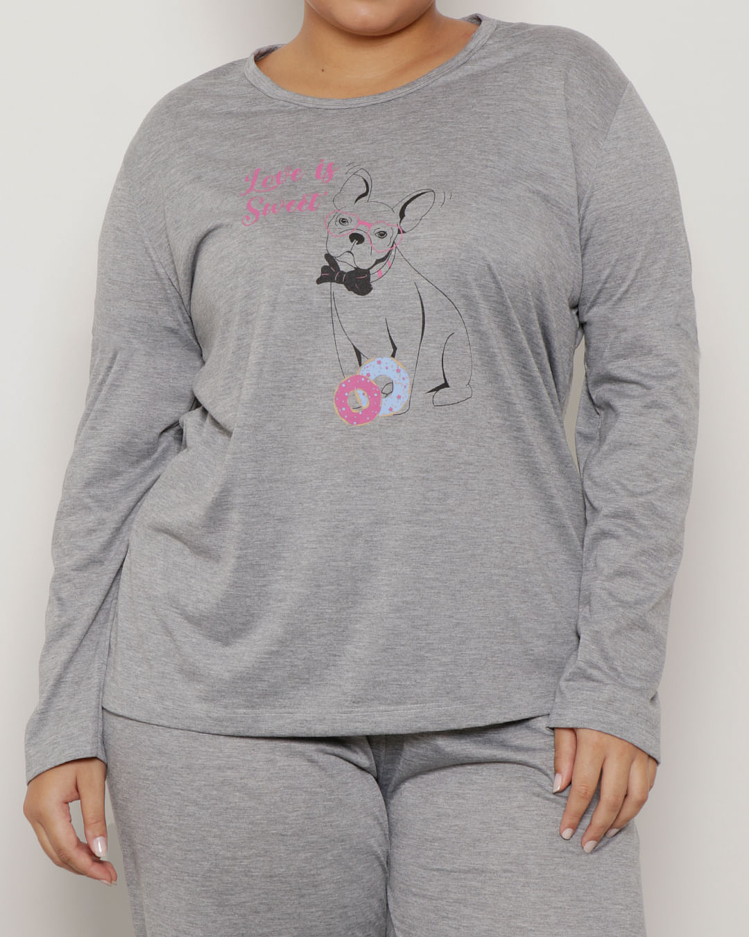 Pijama-Plus-SIze-Feminino-Manga-Longa-Com-Estampa-Cinza