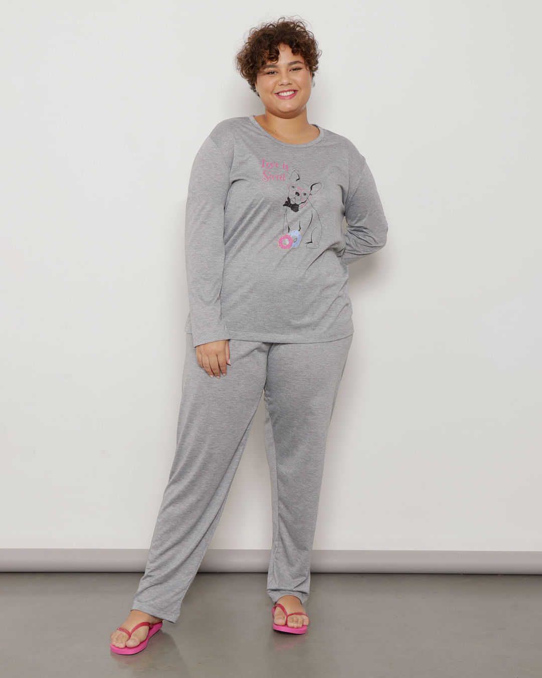 Pijama-Plus-SIze-Feminino-Manga-Longa-Com-Estampa-Cinza