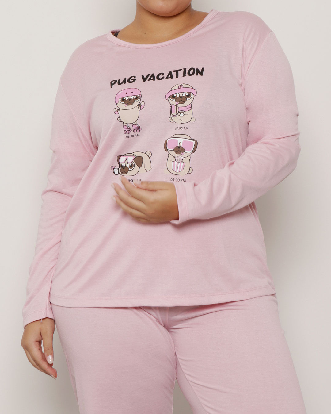 Pijama-Plus-SIze-Feminino-Manga-Longa-Com-Estampa-Rosa