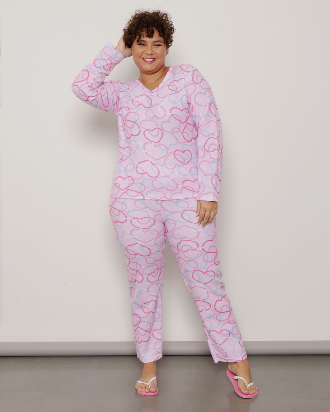 Pijama-Plus-Size-Feminino-Manga-Longa-Coracao-Soft-Rosa