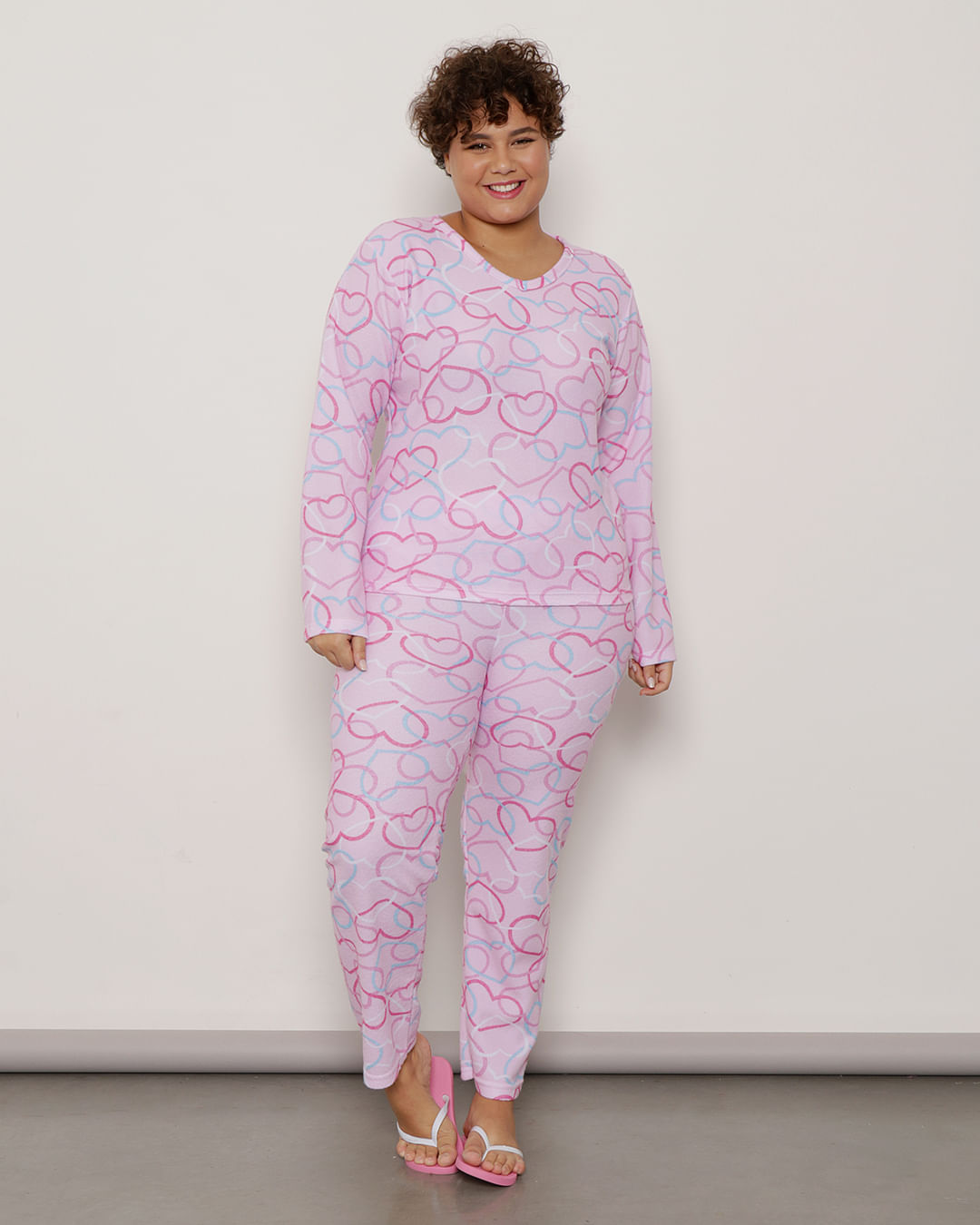 Pijama-Plus-Size-Feminino-Manga-Longa-Coracao-Soft-Rosa